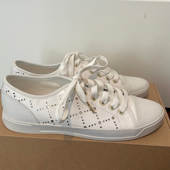 Michael Kors White and Gold Sneakers - Picture 1 of 6